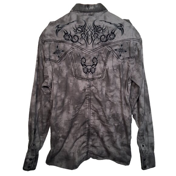 Roar Other - Roar Shirt Men XL Embroidered Distressed Long Sleeve Button Up Y2K Biker Rock